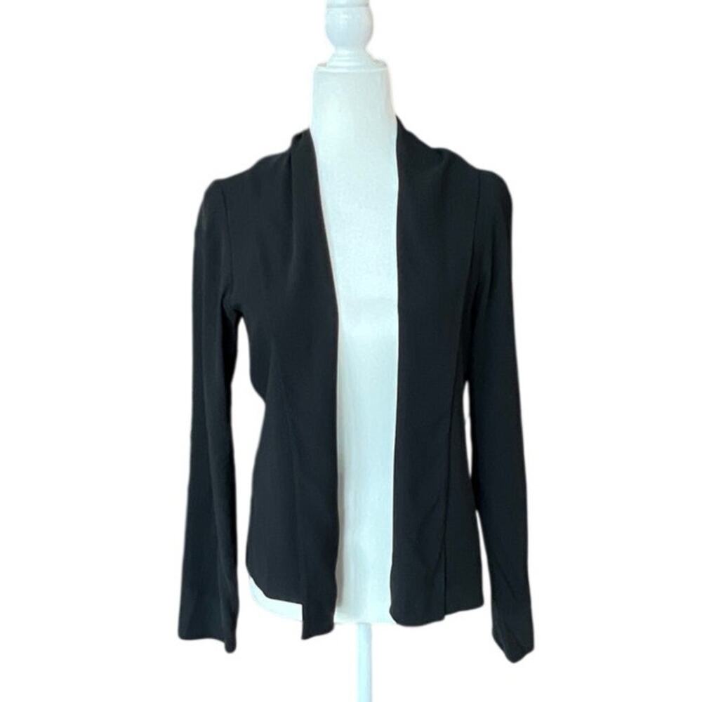 Eileen Fisher 100% Silk Black Open Cardigan Jacket Size XS Career Old Money